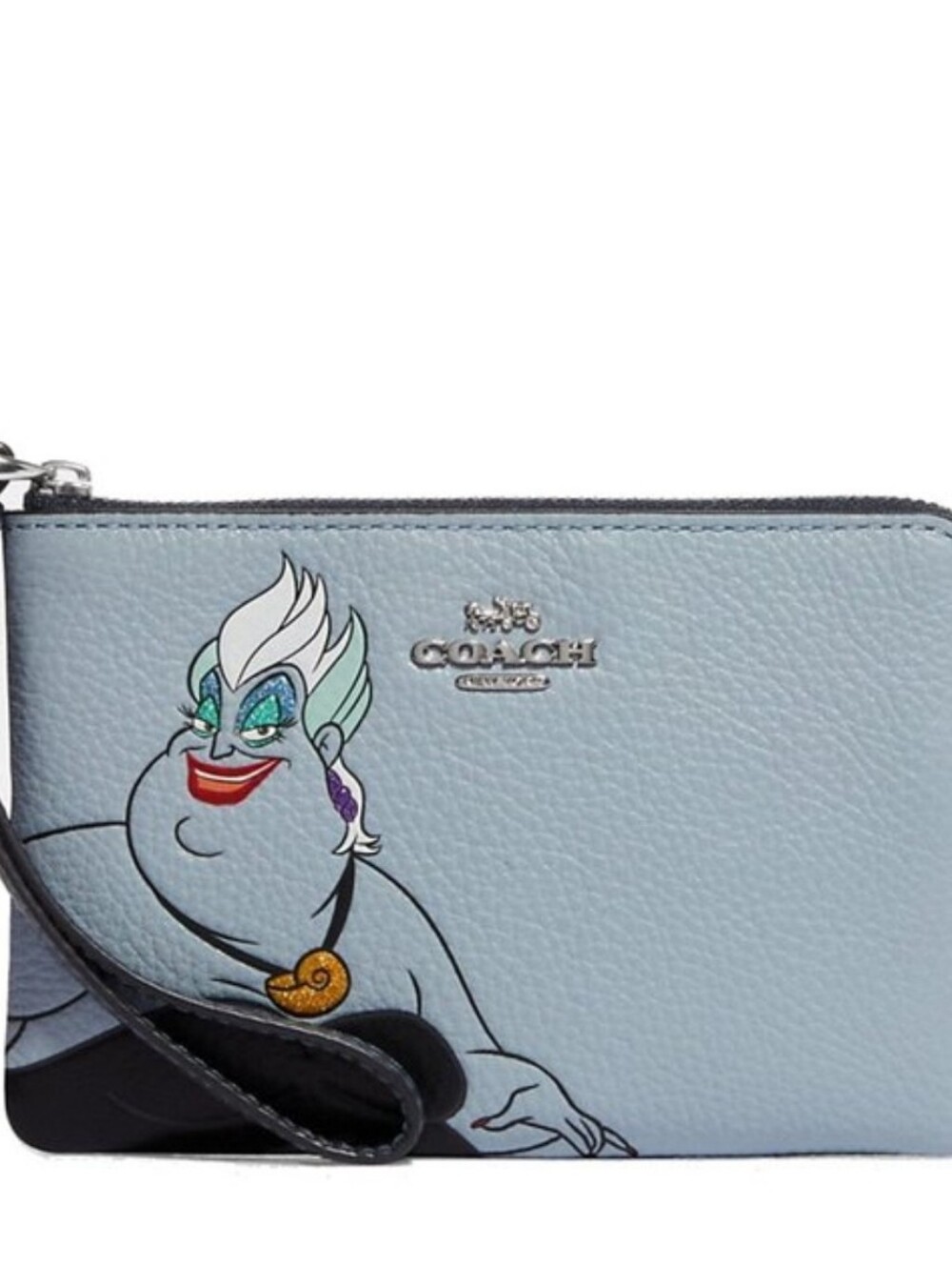 Coach Disney X Coach Corner Zip Wristlet Ursula Motif Ice Blue Multi Rare CC827 - Picture 1 of 15